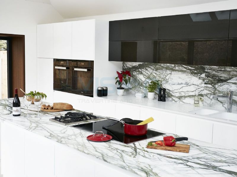 Calacatta Verde Marble Kitchen